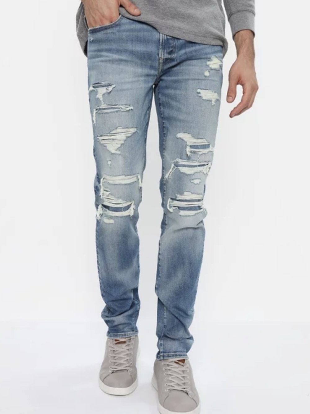 AE AirFlex 360 Ripped Skinny JeanMen's Distressed Jeans LIKE NEW 38/30